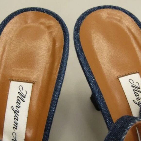 NEW MARYAM AMALKI  Cassidy Pumps Slingback Squared Toe Cushioned Denim Size 8 - Picture 11 of 13